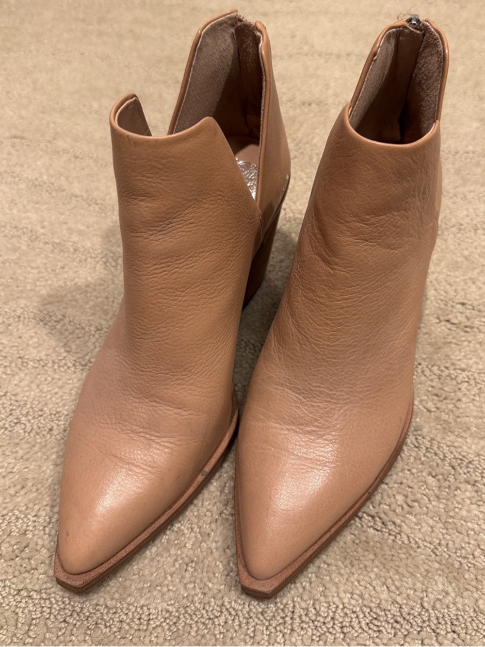 Vince Camuto Women's Tan Leather Pointed-Toe Ankle Booties